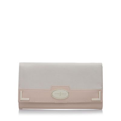 Designer pale pink colour block travel purse